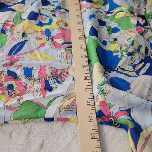 Talbots Top Womens Size Large Floral Popover Ruffle Collar Cotton - Picture 5 of 8